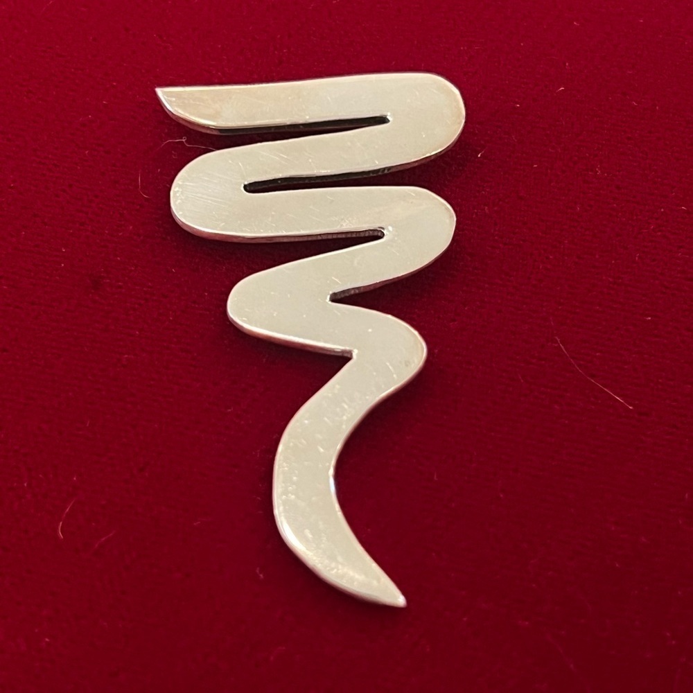 Vintage mexico Sterling Silver Mod Zig Zag Brooch
